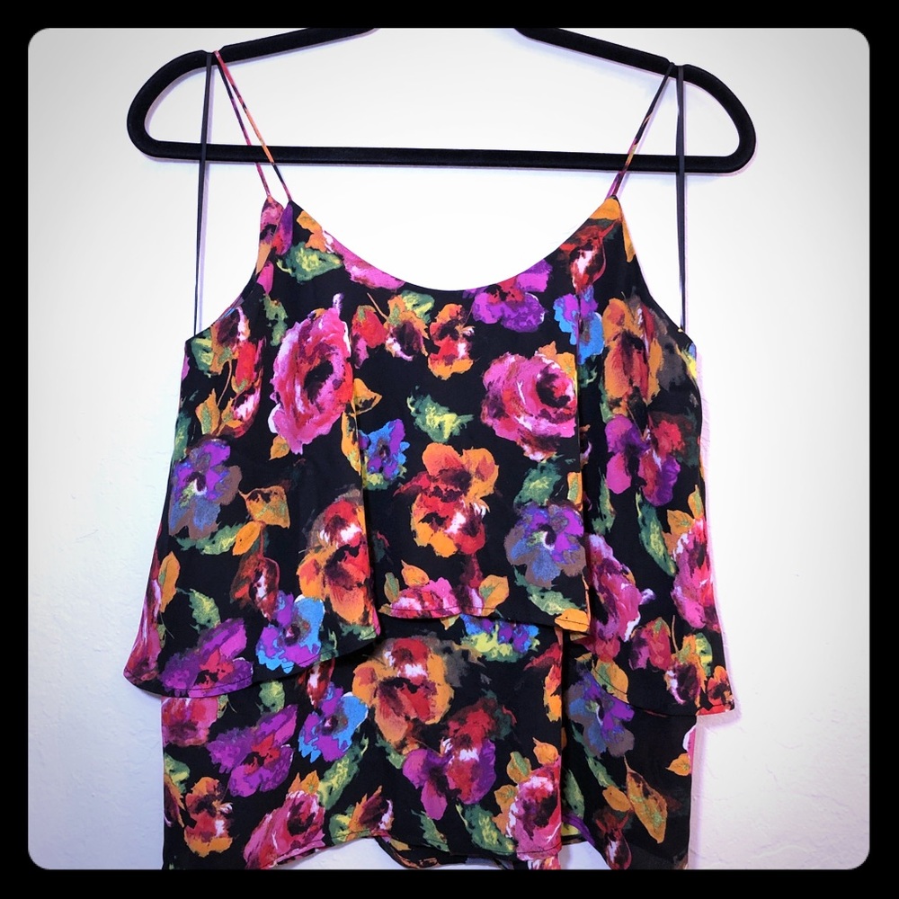 Paper Crane Floral Flowy Layered Tank M